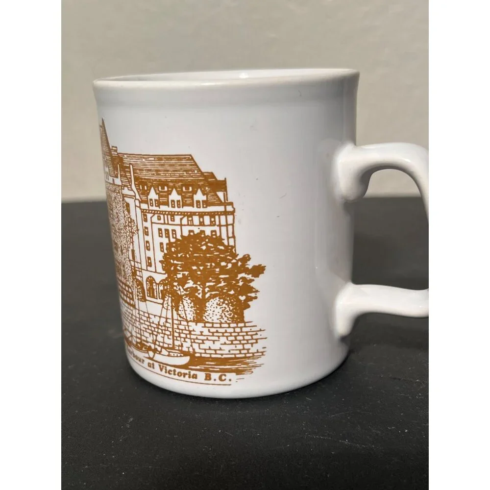 VTG Empress Hotel Victoria B.C. Coffee Mug Exclusive Souvenir Ceramic White Gold